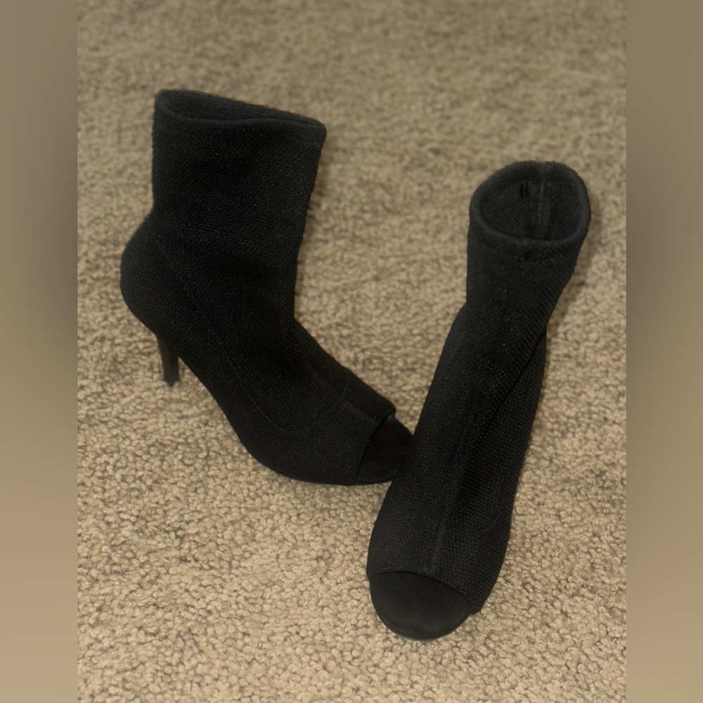 Open toe fabric ankle boots by Parker and sky